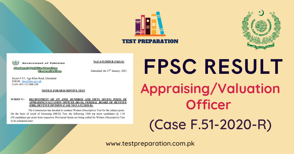 Appraising/Valuation Officer Results (CASE NO.F.4-51/2020-R) - Test Preparation Online